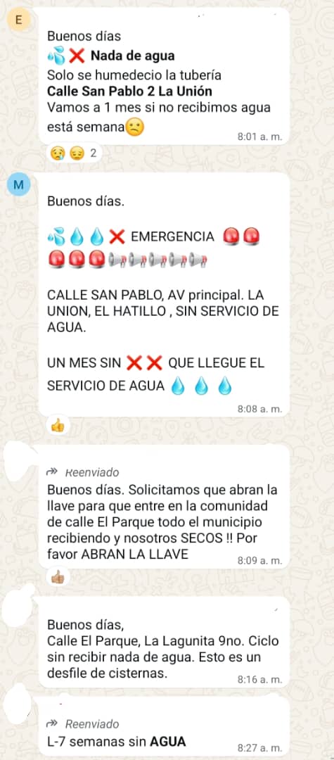 Los habitantes de #ElHatillo ya no pueden más con la gravísima situación por falta de agua. A algunas zonas no llega desde hace semanas. En otros llega por tan poco tiempo que los tanques de los edificios no se llenan. Incompetencia e indolencia. <a href="/HidroCapital2/">Hidrocapital</a> <a href="/fernandomelena/">FERNANDO MELENA</a>