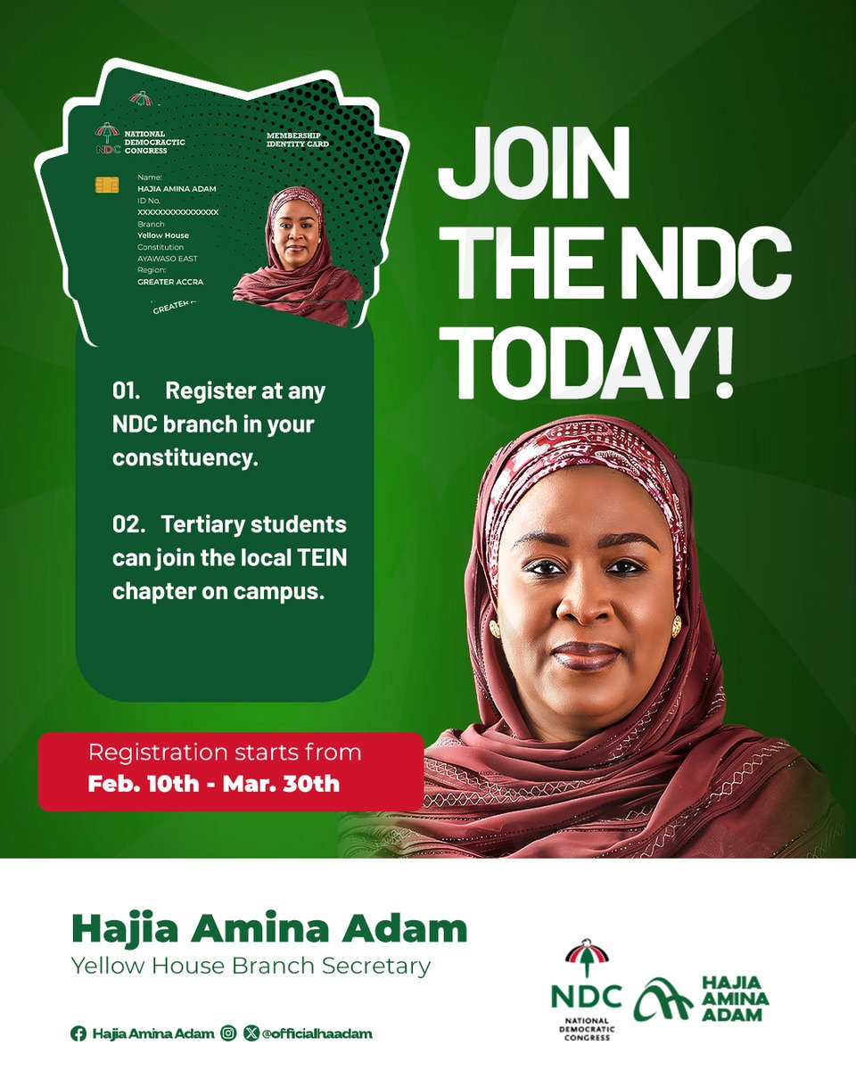 Don’t just watch, get involved! Join the movement and register with the NDC family today. #JoinTheNDC #NDC #GhanaPolitics