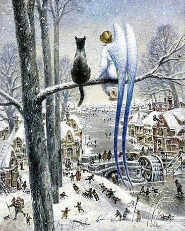 بر اساس یک افسانه روسی اگر حداقل یک گربه هم روی بامهای شهری وجود داشته باشد به این معناست که فرشته ها در آن شهر هستند تا از ساکنینش محافظت کنند.