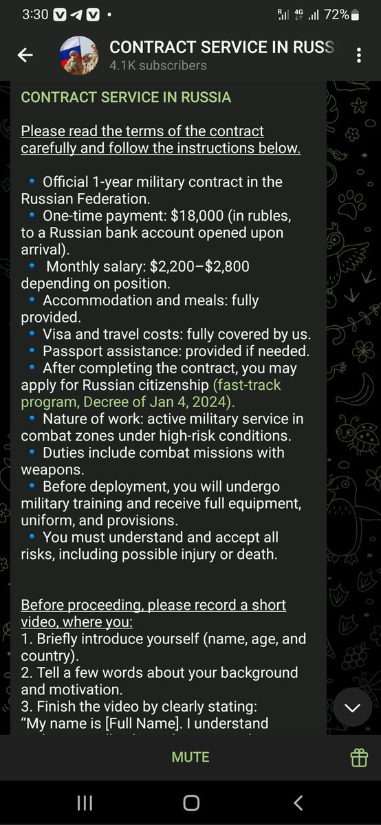 AAuwal16's tweet photo. Recruiting Nigerians and other Africans to fight in Ukraine with little training and false promises is a betrayal and damages Russia’s reputation. If it’s done openly on Telegram and visas are issued, authorities can’t claim ignorance. https://t.co/A8mVQzYzM7
