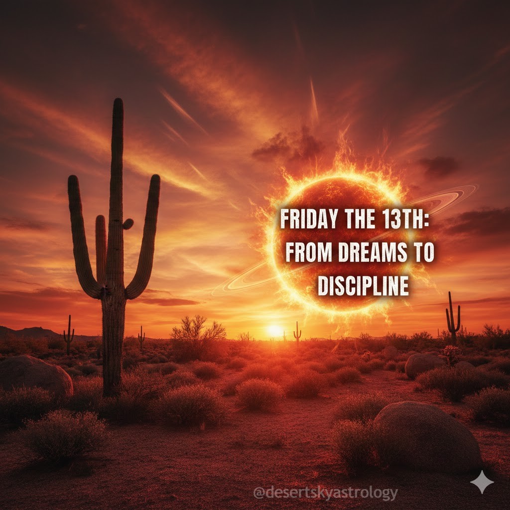 desertskyastro's tweet photo. Friday the 13th is for the brave. Saturn in Aries is for the disciplined.  Combined? It’s time to stop wishing and start doing. 🐏⛓️♈🪐
Book your Personalized Guidance session at https://t.co/zGVJIp2Lxk  #Saturn #Aries #Astrology #SaturnInAries https://t.co/TWpn0Jp6bW