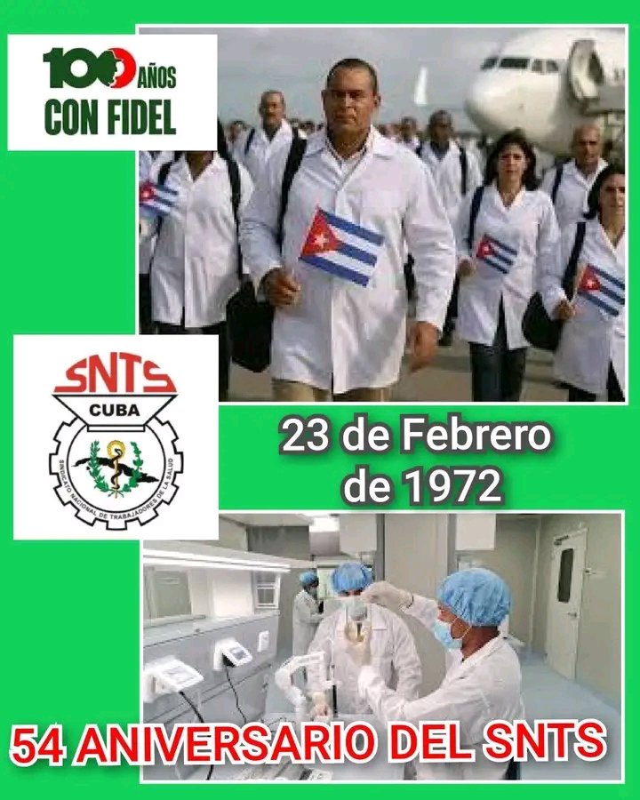 En el centenario del Comandante en Jefe Fidel Castro Ruz, cumple el Sindicato Nacional de trabajadores de la Salud 54 años de su creación. #PorCubaJuntosCreamos