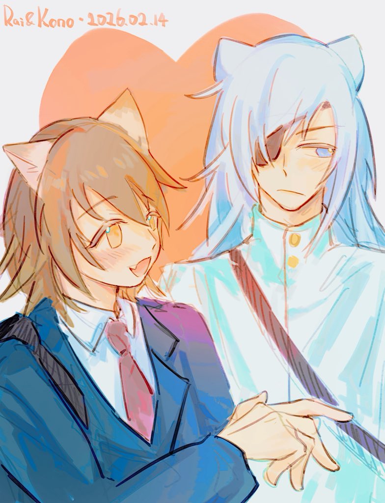 Rhs11300's tweet image. Rai senpai!

…what.

From my ask box: Mrs.Kitanu please let Raikono in the Academy AU be happy too. 
Okay. Got it✅