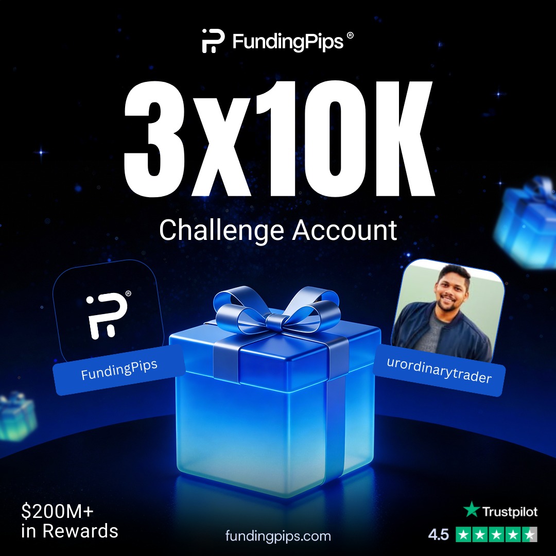 3 Winners

1. Will be picked from the Discord link in bio, whoever stays active
2. 20% off using code UOT 
Buy any account you are eligible to win another account
3. Follow <a href="/Sai_Prasan/">UrOrdinaryTrader</a> and <a href="/fundingpips/">FundingPips</a> Retweet this post

Will be picked on 21st Feb 🫡