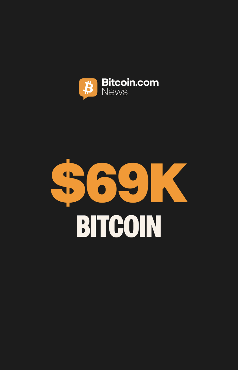 BitcoinNews's tweet photo. JUST IN: 🔺 #$69,000 #Bitcoin https://t.co/bWYjW9GQR9