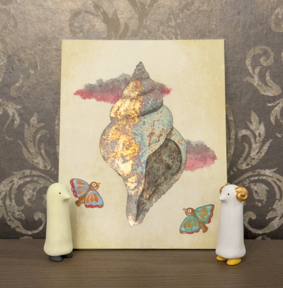 この絵とフィギュアは今回のために作成した習作なので展示会場にはありませんが、
フィギュアは今後販売も予定しています🐤