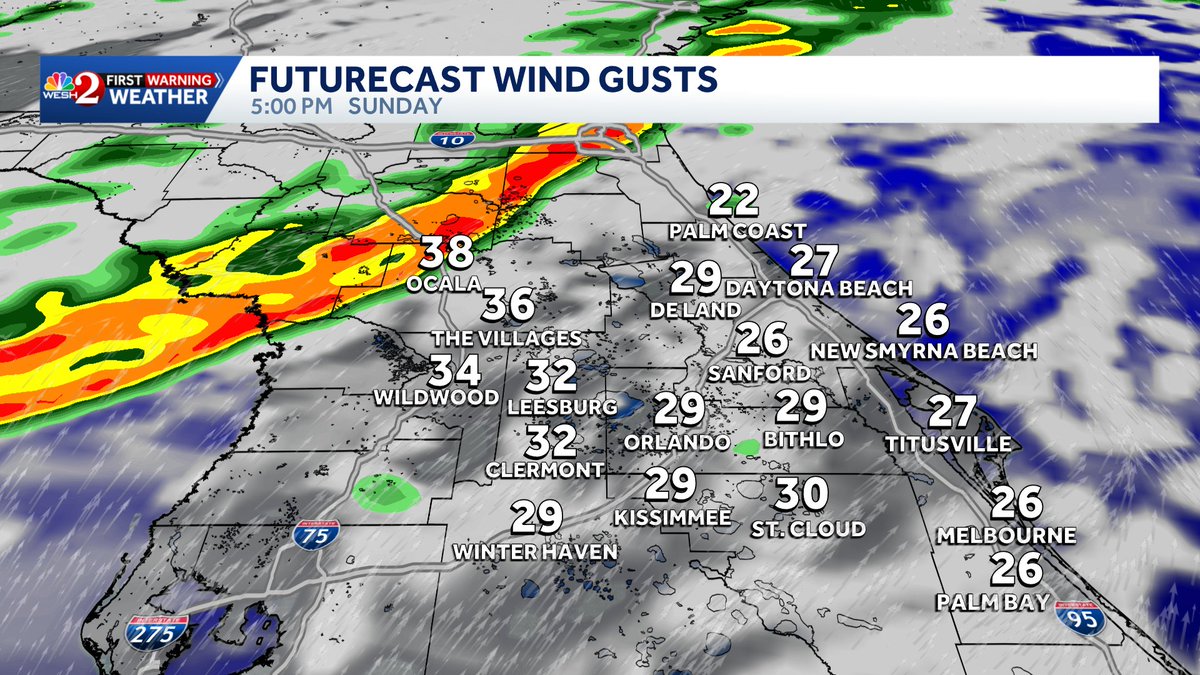 Showers and storms will sweep across Central #florida Sunday evening ...