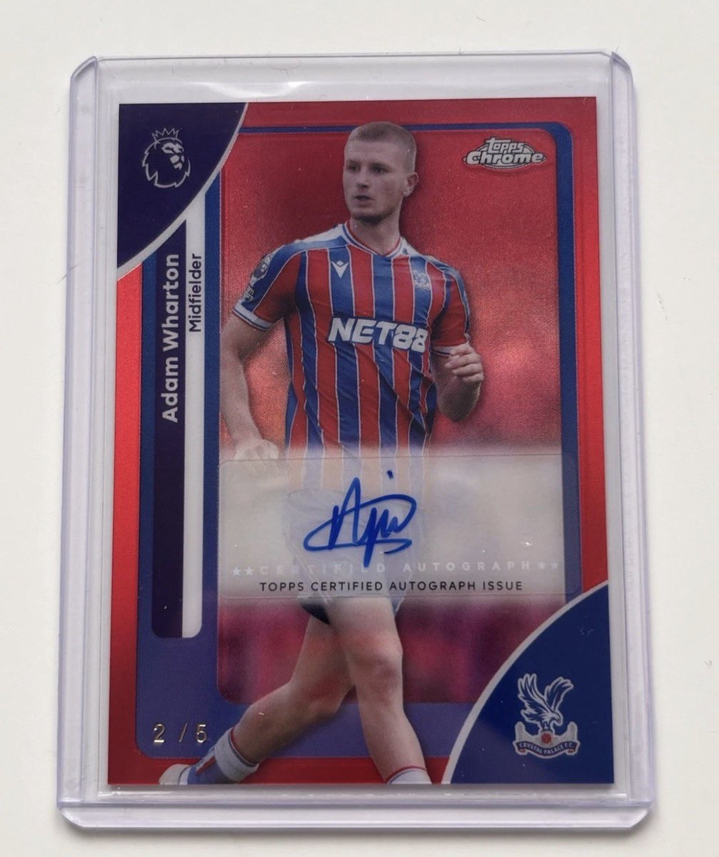 ToucanCardsUK's tweet image. Topps premier league chrome 2026 Adam Wharton 2/5 red auto card ⚽️ #FootballCards #soccercards #toppsfootball #adamwharton