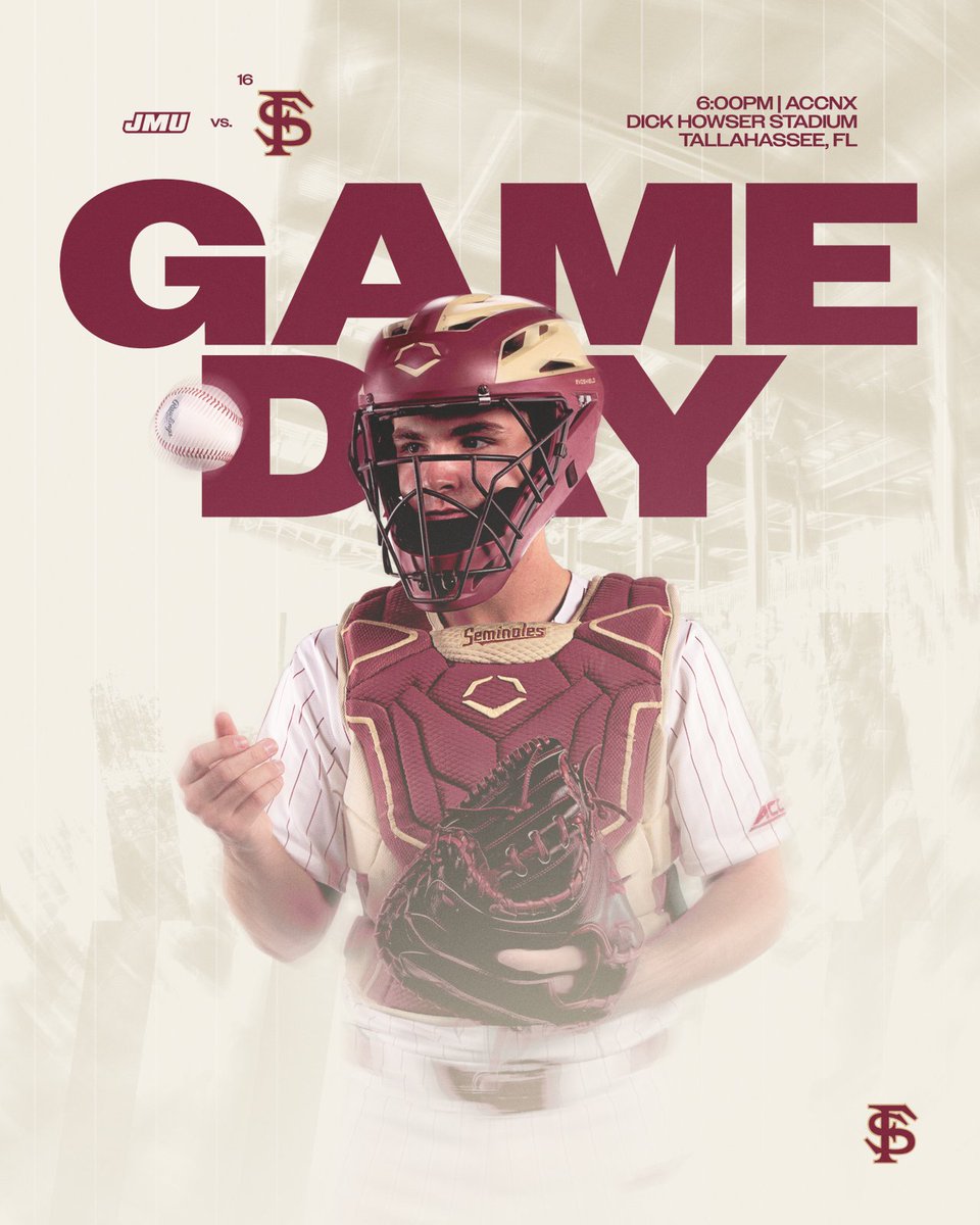 Happy Opening Day! 🎉

⚾️ vs. James Madison
🕕 6 pm ET
🏟️ Dick Howser Stadium 🏡

🎟️ Limited tickets available / Free for FSU Students!

📅 Schedule Magnet Giveaway
🥁 <a href="/FSUChiefs/">Marching Chiefs</a> Pregame