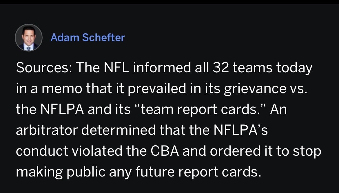Ben_Baby's tweet photo. Big win for the owners.

Many improvements made in recent years have come after criticism from the NFLPA. 

Now teams can operate without public blowback from the players. https://t.co/sr1N0z8AIq