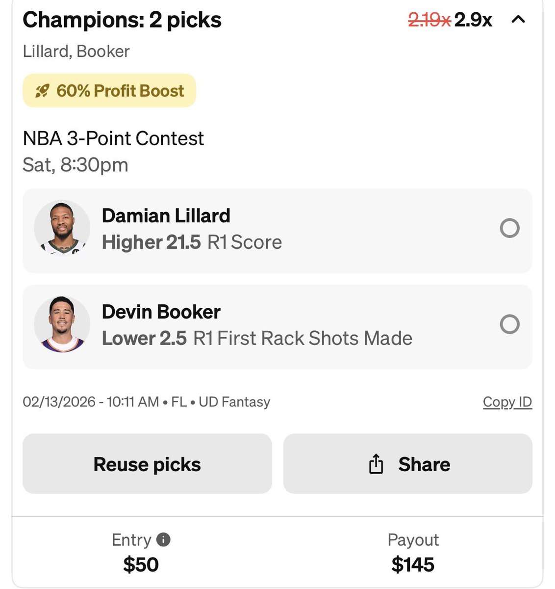 Zirksee's tweet photo. LIKE FOR LUCK
3PT All Star Contest Picks! Get on the Boosted ZirkPack in the UD Lobby NOW for code ZIRK users 🤝 PLAY SMALL, this isn’t the time to go big. copy or fade: Use code ZIRK+get $75 in funds after your first $5 entry+up to $1000 in bonus funds! https://t.co/W8ptrlI2wP https://t.co/8s9oY3wuGZ