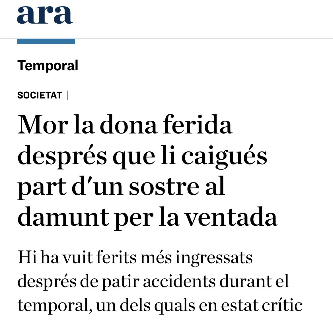 Lamentem profundament la mort d’una treballadora pels efectes del temporal d’ahir i esperem la recuperació de qui va patir accidents. 

Volem compartir una reflexió:👇