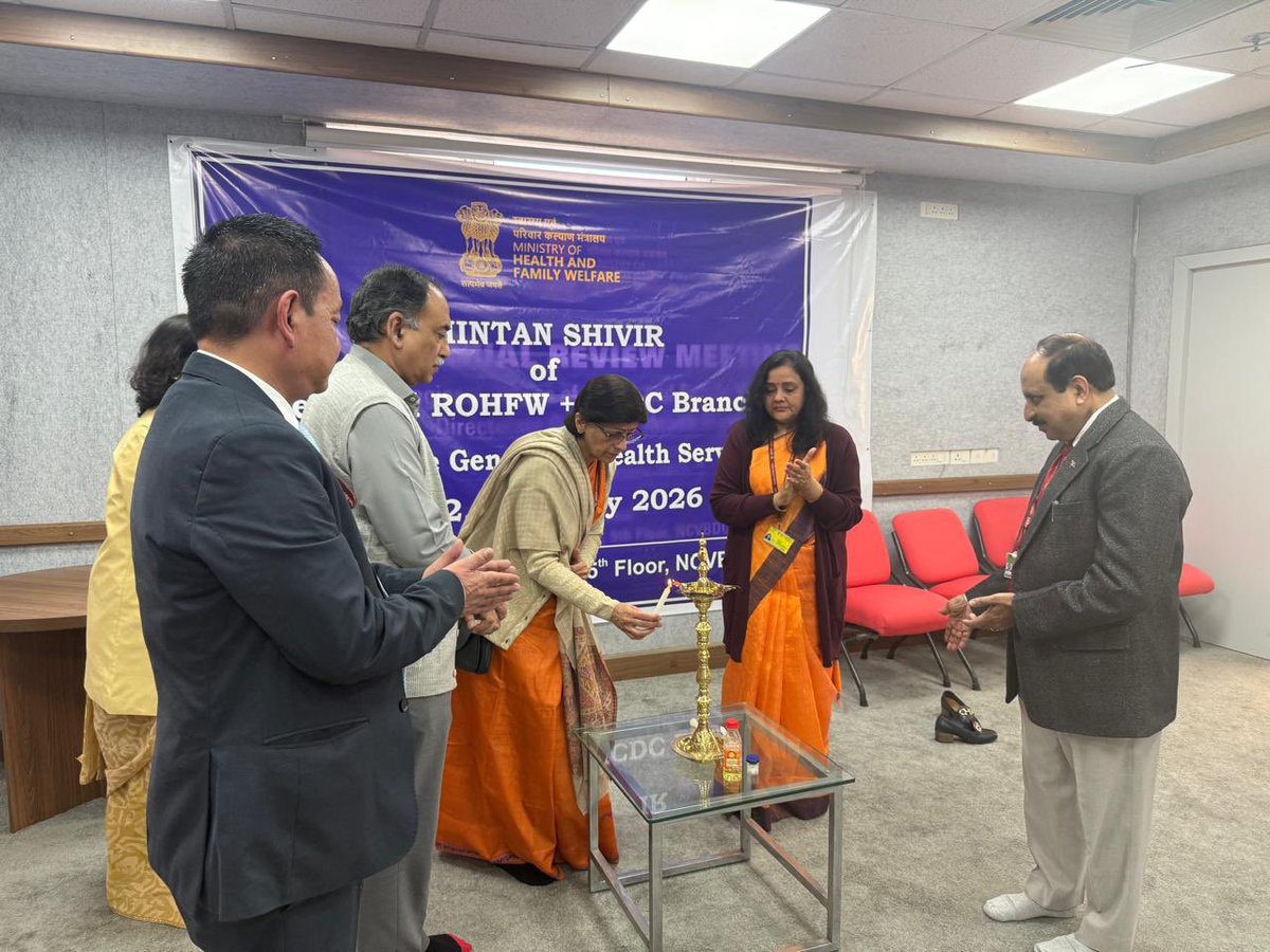 NCDCMoHFW's tweet photo. Chintan Shivir, NCDC branches &amp; ROHFWs was organised 10-12 Feb26, under Chairpersonship Dr Sunita Sharma, DGHS attended by Sr. officials of DGHS, Regional Directorates, NCDC &amp;NCVBDC highlighting Impactful Achievements, sharing best practices &amp; brainstorming functional integration https://t.co/RhalXjU8qy