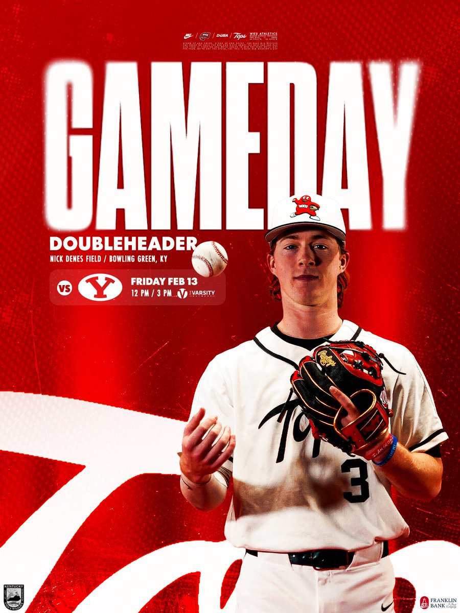 Season Opener at The Nick 😎

🆚 BYU
⌚️ 12 PM / 3 PM CT
🏟️ Nick Denes Field 
📊 bit.ly/TopsLiveStats
🎙️ bit.ly/TheVarsityNetw…
🎟️ WKUTickets.com
