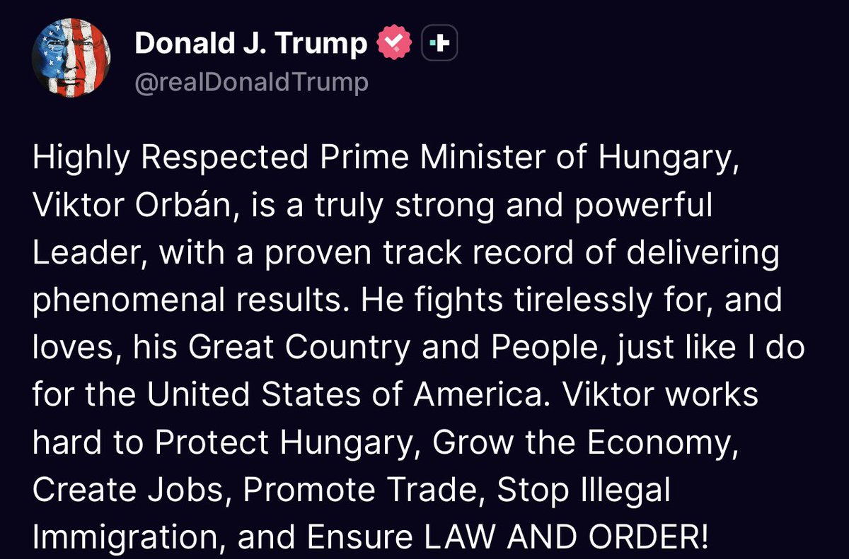 The most corrupt pro-Putin president in US history endorses the most corrupt pro-Putin leader in Europe.