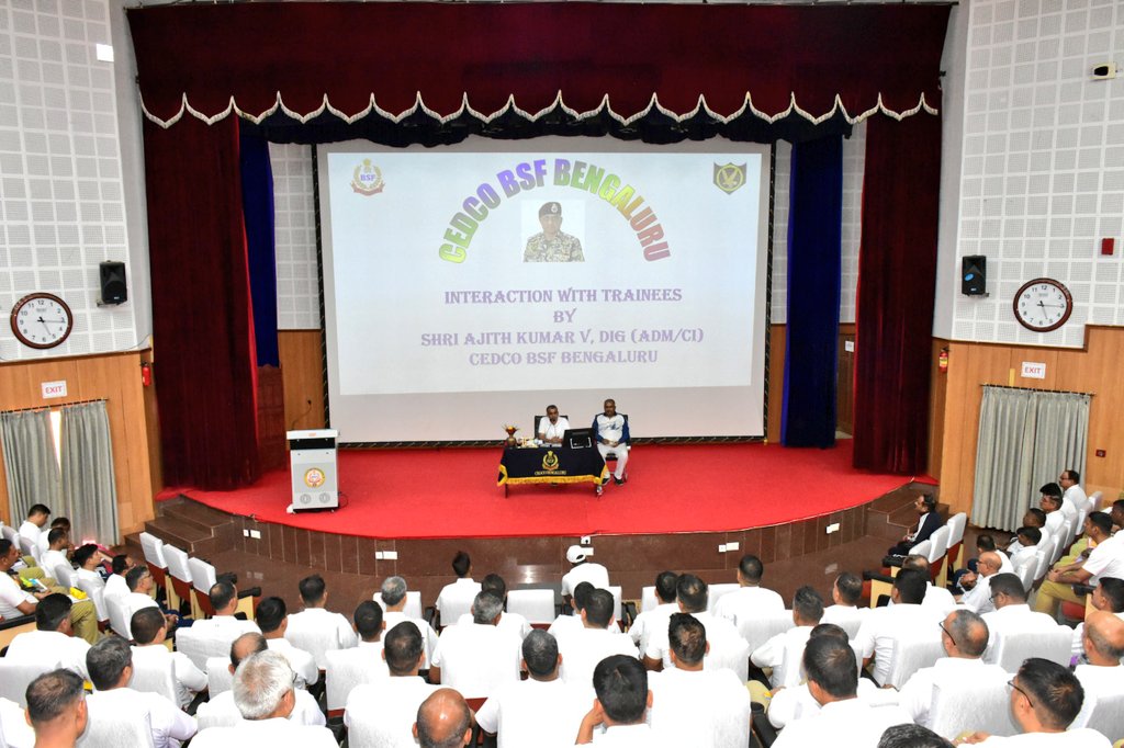 Sh Ajith Kr V, DIG (Adm) #CEDCO #BSF held a productive interaction with the Officers, staff &amp; trainees. He highlighted the importance of dedication &amp; teamwork, inspired everyone present to contribute actively and strive for continuous improvement in achieving institutional goals.