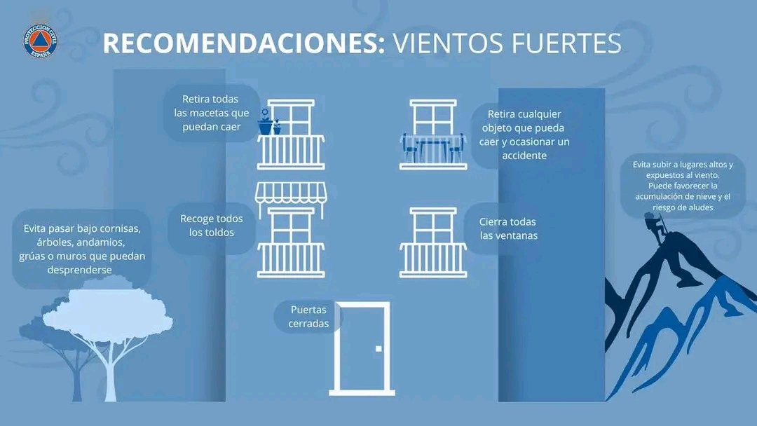 PCivilBailen's tweet image. 👉 En días de 🌬 fuertes vientos:

🚪Cierra puertas y ventanas. Pliega toldos. 
 🪴 Retira macetas y elementos que puedan caer a la vía pública. 
🌳Evita zonas arboladas y edificios en obras o mal estado.

#consejos #prevención #ProtecciónCivil