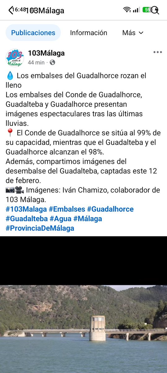 Mis fotografías de los embalses del Guadalhorce de ayer en 103 Málaga. 🤩🤩🤩🤩