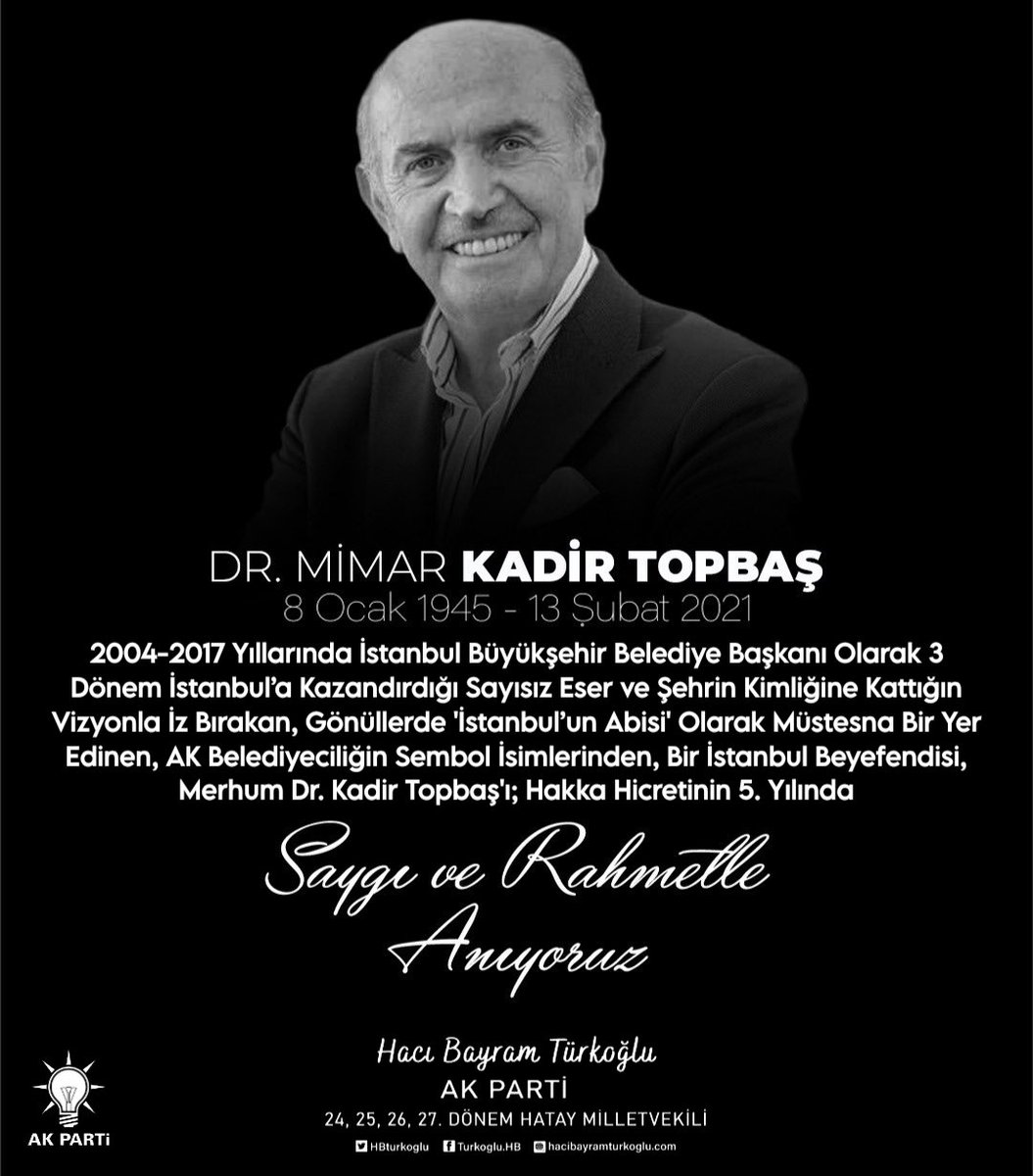 HBTurkoglu's tweet image. 📌2004-2017 Yıllarında İstanbul Büyükşehir Belediye Başkanı Olarak 3 Dönem İstanbul’a Kazandırdığı Sayısız Eser ve Şehrin Kimliğine Kattığın Vizyonla İz Bırakan, Gönüllerde 'İstanbul’un Abisi' Olarak Müstesna Bir Yer Edinen, AK Belediyeciliğin Sembol İsimlerinden, Bir İstanbul…