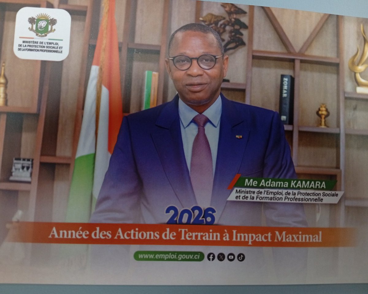 "En ce début d'année, je tiens à adresser à chacune et à chacun d'entre vous, les vœux les plus sincères. Je salue votre engagement, votre professionnalisme et le sens du devoir qui animent notre action collective au quotidien", <a href="/MeAdamaKamara/">Maître Adama Kamara</a> <a href="/mepsCI/">Ministère Emploi et Protection Sociale CI</a> #Voeux2025 <a href="/Gouvciofficiel/">Gouvernement de Côte d'Ivoire</a>