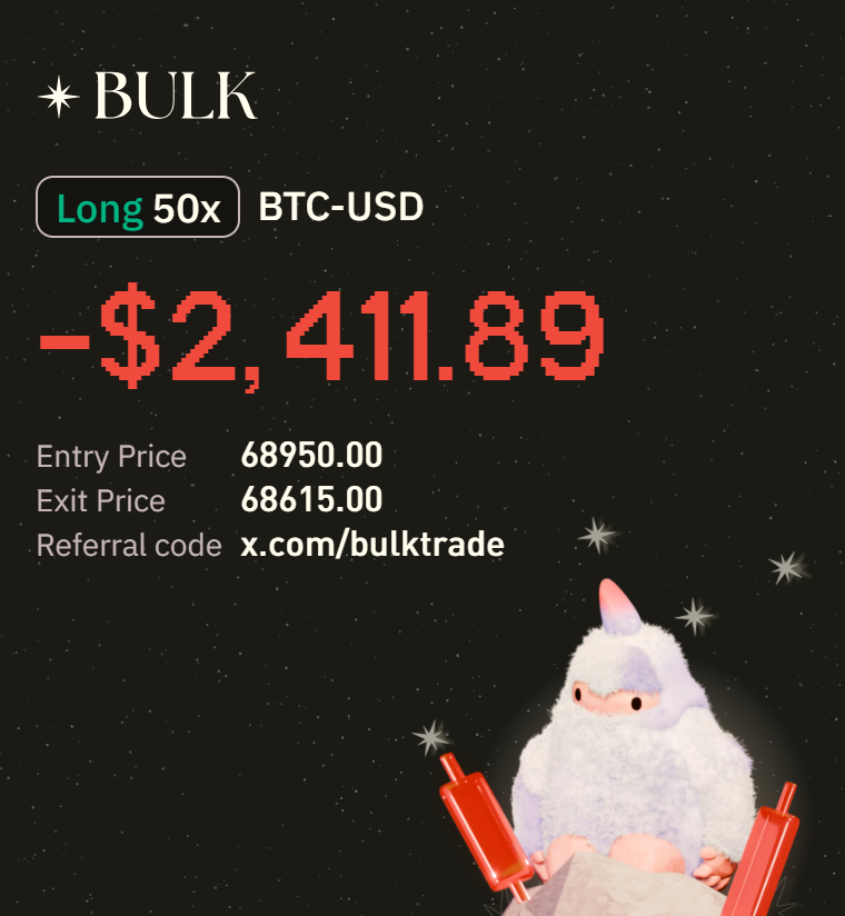 Trading BTC-USD perps on <a href="/bulktrade/">BULK</a> 

Everyone literally wining here🤭

Flex your pnl