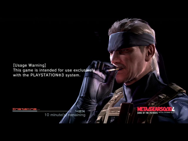 When you go to install MGS4 for PC, it should firstly install a tiny launcher which installs a homage to this below. The video repeats as the game downloads and installs in the background.

"Kept you waiting, huh"