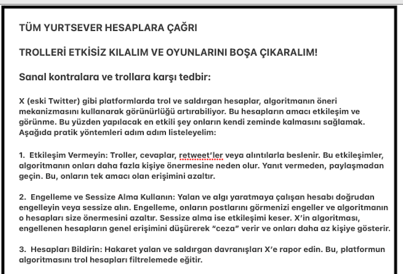Tüm yurtsever hesaplara çağrı -Sanal medya kontralarını etkisiz kılalım ve oyunlarını boşa çıkaralım - Aşağıdaki çağrıya uyalım ve uygulayalım.👇
