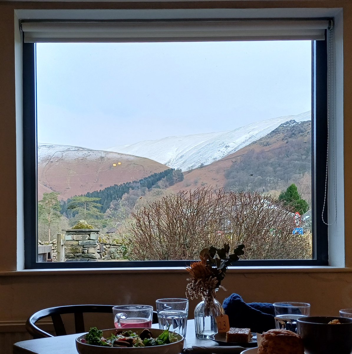 Delicious lunch in Grasmere, with window framing view of snowy hills
#AlphabetChallenge #WeekFforFramed