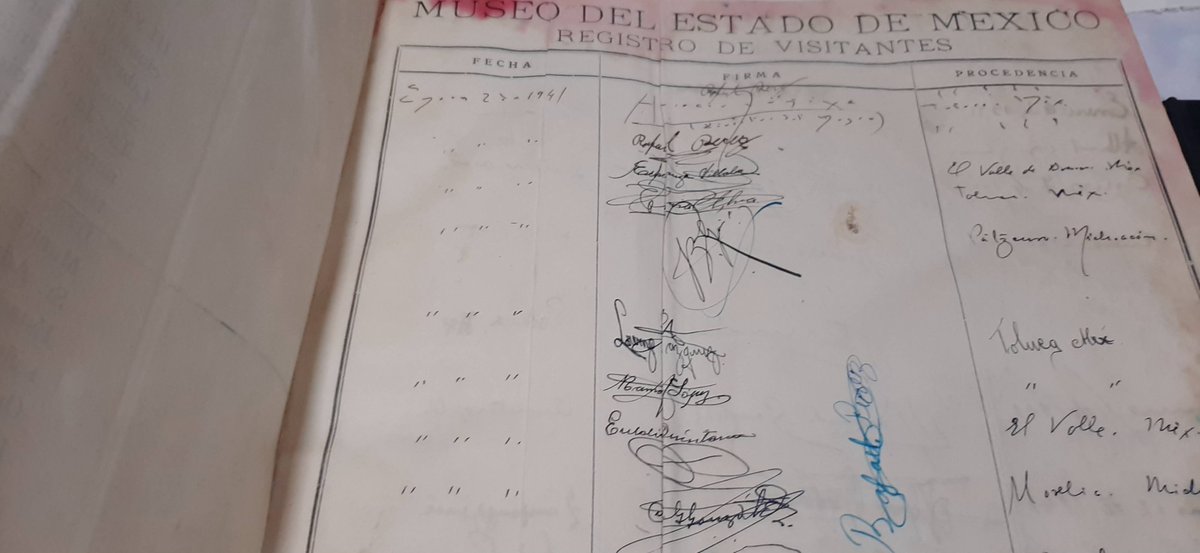 #SucesosCotidianos
Enero 1941. En el registro de visitantes al Museo del Estado de México aparece asentado el nombre de Horacio Zúñiga Anaya quien desde 1937 y hasta 1951 fue director de la Biblioteca Pública y titular del Departamento de Arqueología, Historia y Bellas Artes.