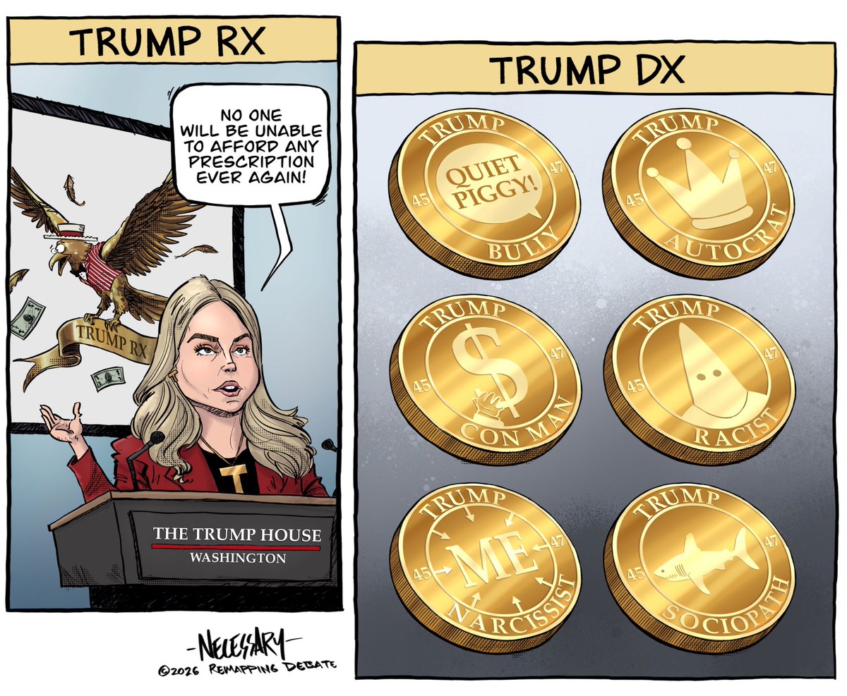The rollout of "TrumpRx" has been marked, characteristically, by wildly overstated rhetoric. Identifying key elements of "TrumpDx," on the other hand, is more straightforward. Link in next post to see <a href="/knecessary/">Kevin Necessary</a>'s cartoon in Remapping Debate in all its full-sized glory. 1/2