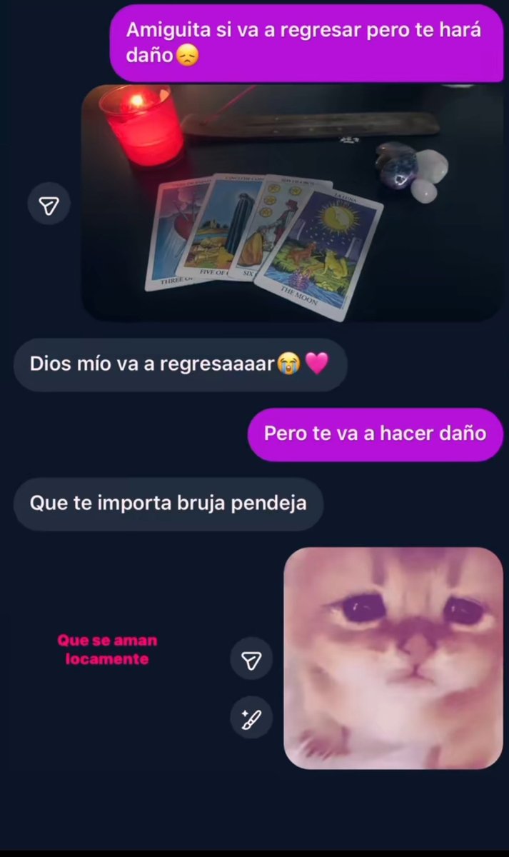 vi esta imagen por tiktok y me dio mucha risa porque así tal cual son el 50% de las clientas que piden lecturas de amor, sobretodo presenciales