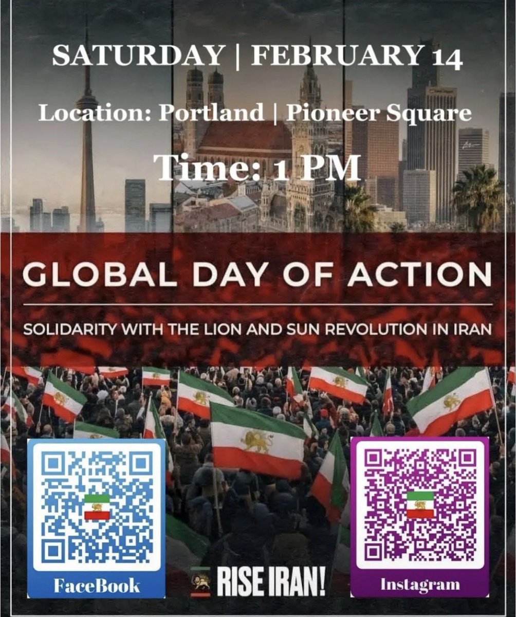 نشد بریم لوس آنجلس، ولی درود میفرستیم از  پورتلند به ایران و مردم دوست داشتنی در داخل.#انقلاب_شیروخورشید #IranMassacre #KingRezaPahlavi‌