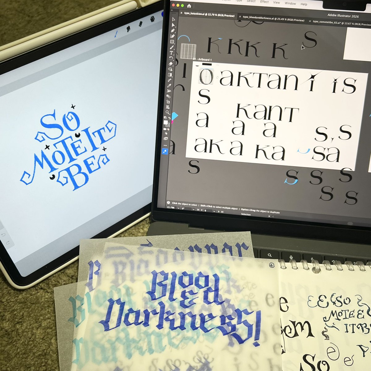 แต่ชอบ process ค่อยๆทำ lettering ทีละตัวมาก พอเอากระดาษมาเรียงกันแล้วมันฟินง่ะ😔