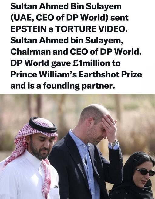 Jesus..... 😱😱😱
This is worst than i thought. The Dubai CEO is actually THE COFOUNDER of Prince William's EARTHSHOT. 

You will never see good people befriending this prince. They're either racists or paedophiles. 
<a href="/KensingtonRoyal/">The Prince and Princess of Wales</a> #Epstein #PaedoProtectors
