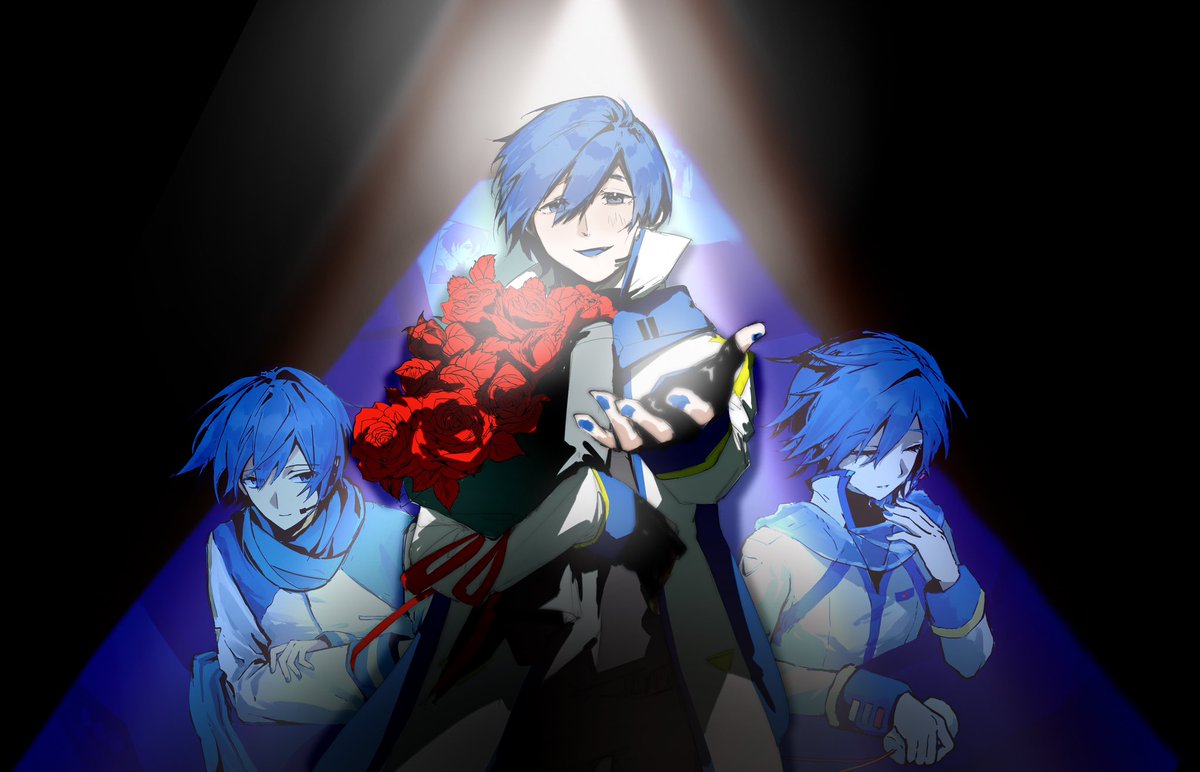 KAITOお誕生日おめでとうございます！
🎂🔵
友朋友们と一一起に描いた生贺合絵！私が最後に一緒に描いた絵です!🥰💙
私はとても楽しく遊んだ!みんなすごい！みんな自分のKAITOへの喜爱情を抱いて絵を描いています！それが絵を描く理由なのかもしれません！😠