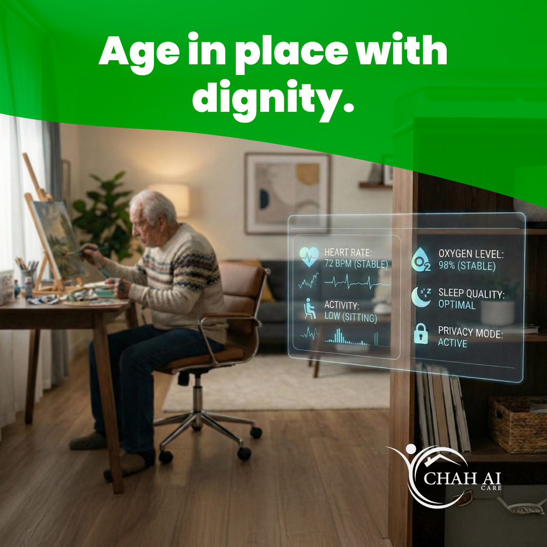 CHAHVisionAI's tweet photo. Age in place with dignity — CHAH’s privacy-first approach respects your home while keeping you safe with round-the-clock monitoring. https://t.co/akntmr5J1C
#HealthTech #PreventiveCare #DigitalHealth #HealthMonitoring #AgeInPlace #24HourCare https://t.co/7nna2rVCsZ