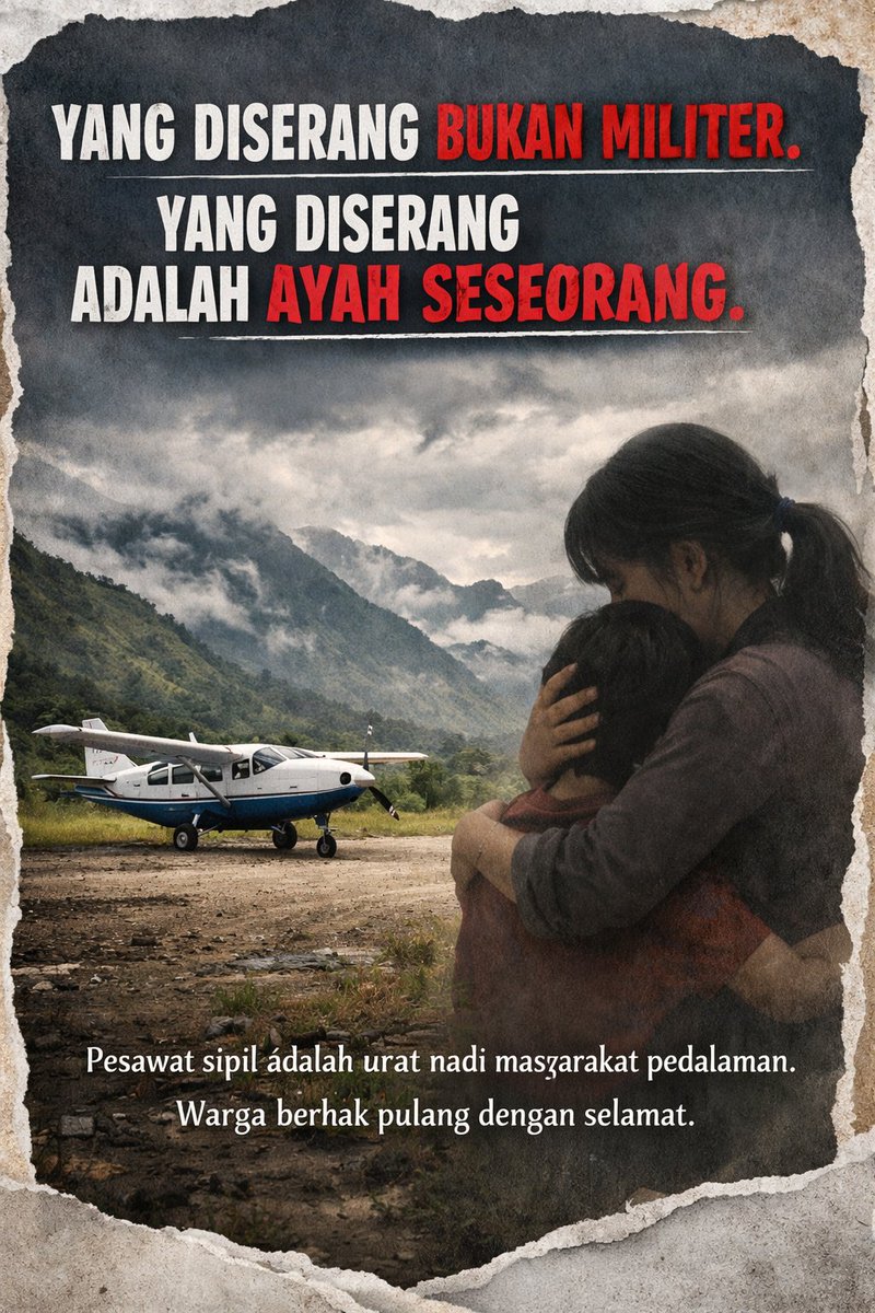 Andre11418869's tweet photo. Yang Diserang Bukan Militer. Yang Diserang Adalah Ayah Seseorang.
Di dalamnya ada pilot yang bekerja untuk keluarganya.
Yang hilang adalah ayah, suami, tulang punggung keluarga. Papua berhak aman.
#PapuaDamai
#TangkapDanAdiliKKB
#BubarkanKKB
#PapuaIndonesia https://t.co/XYjbSkCRM2