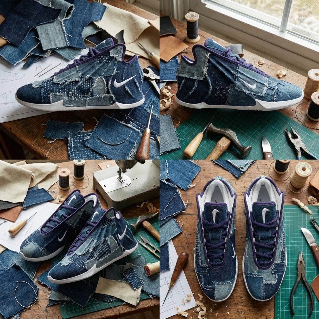 johnnyx_btc's tweet photo. NIKE G.T FUTURE “DISTRESSED PATCHWORK JAPANESE DENIM” 

Designed by @johnnyskicks aka @johnnyx_btc 

What are your thoughts!? Let me know in the comments 🫡 https://t.co/oOMgM2sDEs