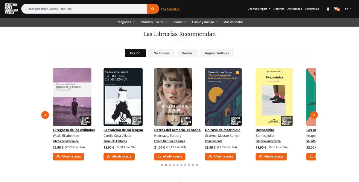 Ya puedes encontrar en la página de inicio de TODOSTUSLIBROS  las recomendaciones de títulos de ficción, no ficción y poesía que han seleccionados las librerías este mes, de entre los publicados en el mes de enero.

¡Échales un ojo!