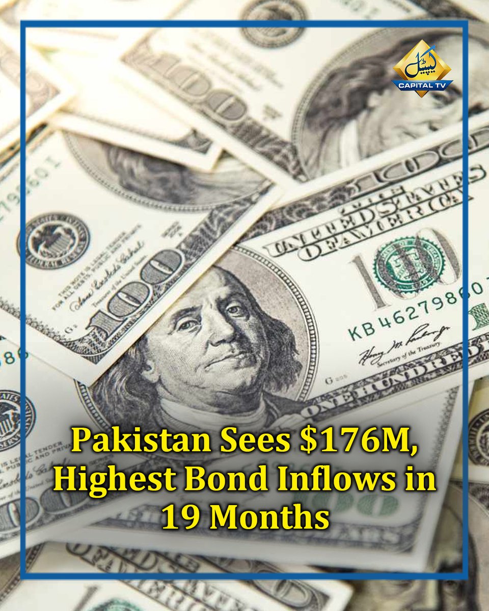 CapitalTVLive's tweet photo. Pakistan Sees $176M, Highest Bond Inflows in 19 Months
#PakistanEconomy #ForeignInvestment #SovereignBonds #StateBankOfPakistan #PakistanRupee #EconomicRecovery #FinancialMarkets #InvestorConfidence #MacroEconomics #PakistanFinance #BondMarket #CurrencyStability #FitchSolutions https://t.co/WHP7mTwNFD