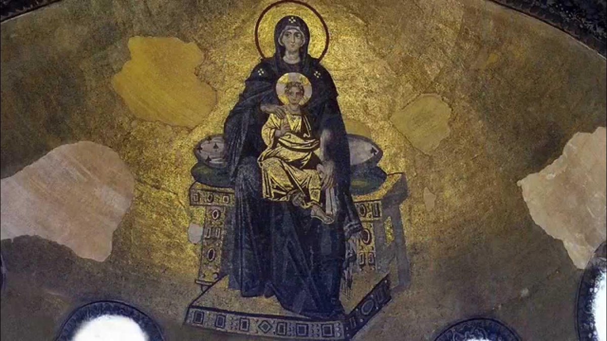 Mary and Christ as child on the Hagia Sophia dome