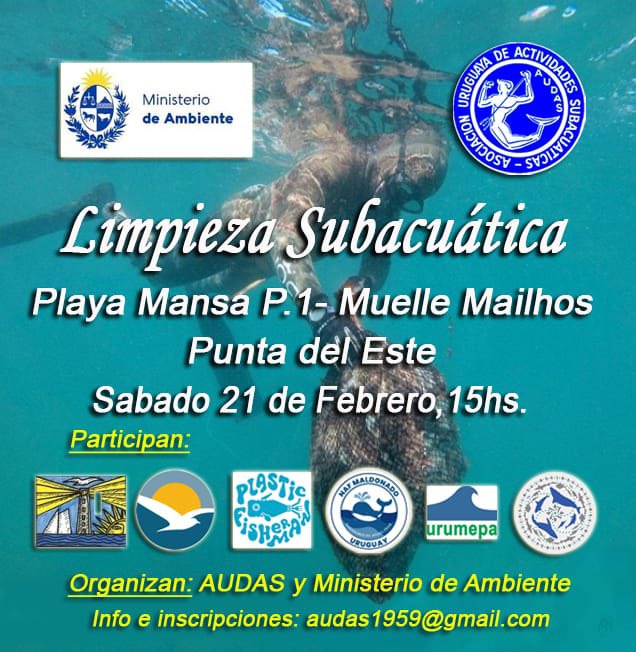 Desde la #LigaPunta te invitamos a la Limpieza Subacuática en Playa Mansa (Parada 1 – Muelle Mailhos), Punta del Este. 📅 Sábado 21 de febrero 🕒 15 h. Sumate a cuidar nuestro mar y nuestras costas. Cada acción cuenta para proteger el entorno que compartimos. 🌊