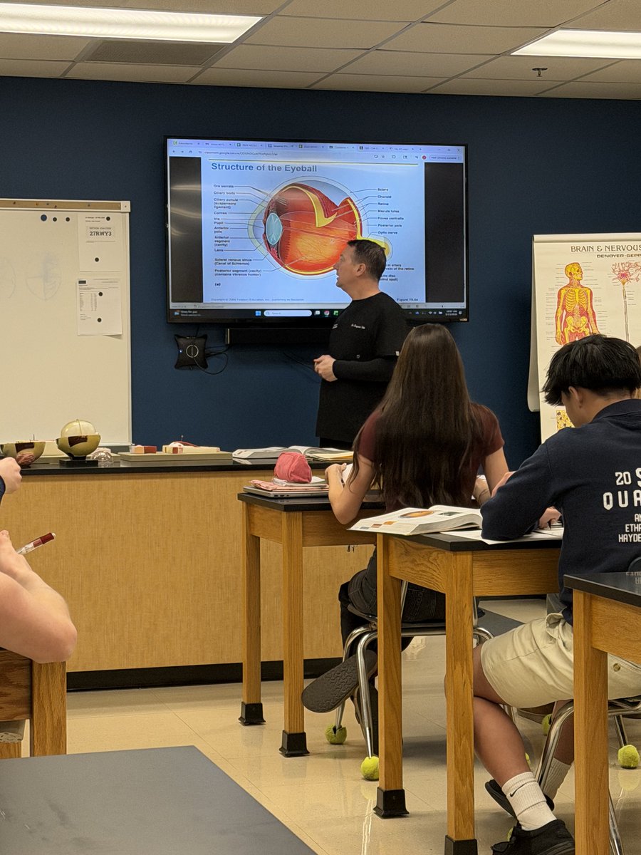 Dr. Ben Uhl 1995 Graduate and the owner of Marcus Eye Care (The Motherland) presenting to our A &amp; P students today.