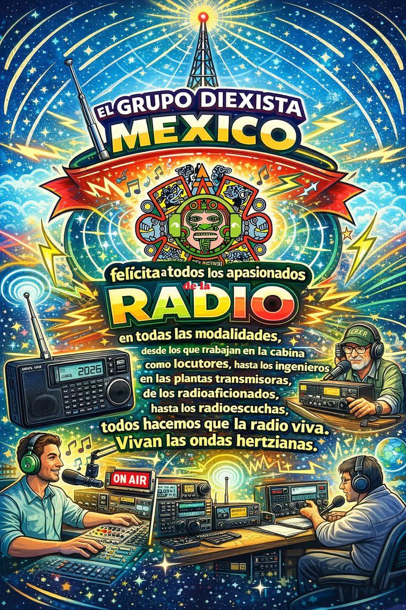 xe2ard_SWL_10AD's tweet photo. Feliz Día Mundial de la Radio, a todos quienes crean y disfrutan alguna variante de uno de los mejores inventos en la historia humana: la Radio. Especialmente a  radioaficionados, CB, Radio Experimentadores, Radioescuchas ondas cortas y de algún tipo de diexismo. https://t.co/RLJ5KzdOwf