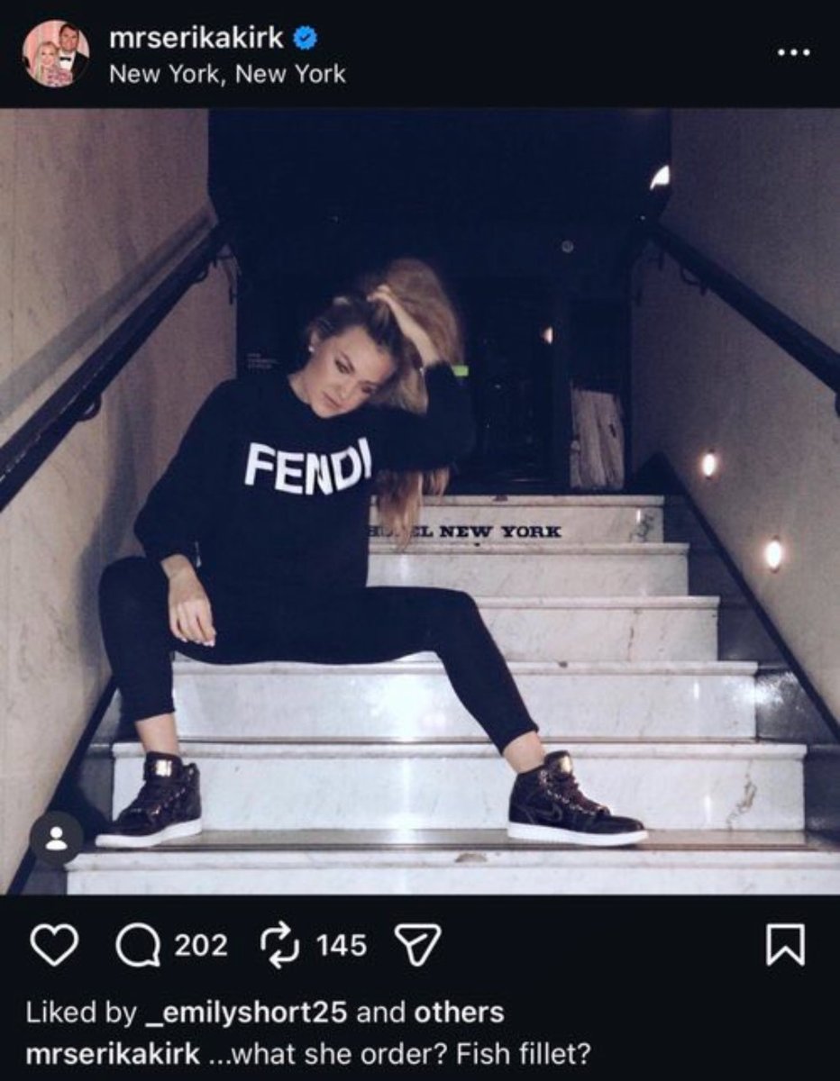 Here’s Erika Kirk joking about her “stinky pussy.”
This was around the time she was sexually grooming a 9th grader for a porn shoot in her underwear.
So a zionist lesbian who publicly jokes about her disgusting vagina….yeah that’s the demo that usually kills their husband.