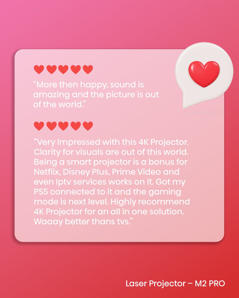 HisenseSA's tweet image. Valentine’s movie night upgrade? 💘🎬

The Hisense Laser Projector M2 Pro = Dolby Vision brilliance + HDR clarity + portable cinema vibes.

⭐️⭐️⭐️⭐️⭐️ Customers call it “an absolute gem.”

Big screen love hits different. bit.ly/45QJ5IO

#HisenseSA #HomeCinema