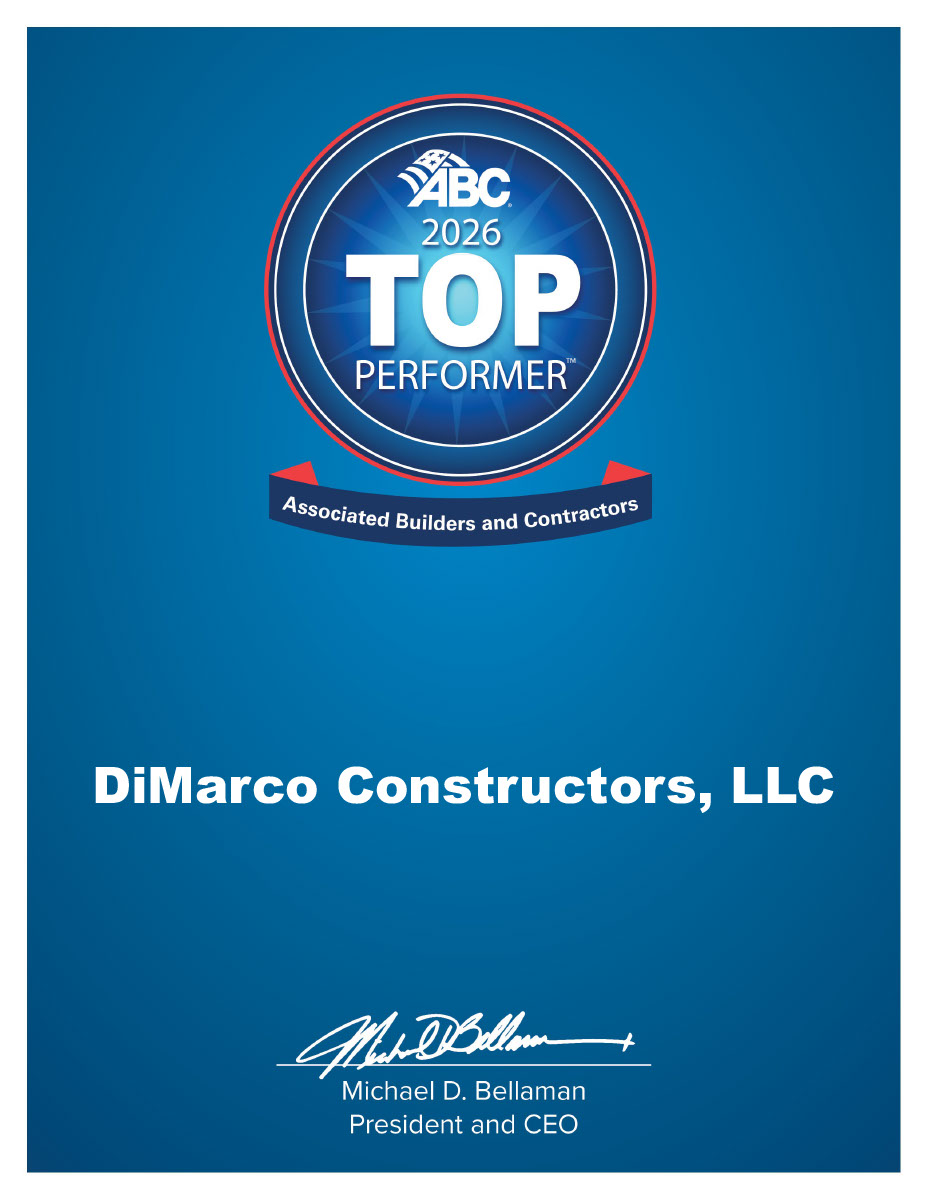 Congratulations to the team at DiMarco Constructors for being named a 2026 Associated Builders and Contractors Top Performer! #ABCMeritShopProud