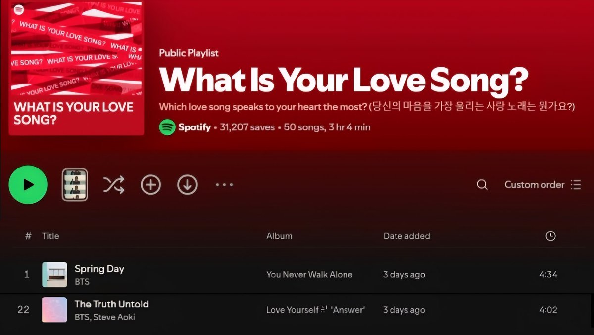 7btsfilmout's tweet photo. So, BTS add "Spring Day" to the "What Is Your Love Song?" Playlist and today we mark #9YearsWithSpringDay.
"Truth Untold" is also on the playlist, and today LA ARMYs are picking the "Rose flower" from a special floral wall.
The "Smeraldo Flower" is for Bangtan Universe, while the "Rose Flower" is for Real BTS x ARMYs World.
My 🤡 clown head is thinking we might get an HYYH related message, what if we are getting into a new BU era.
I'm going crazy. Why do I do this to myself😭😭
Happy Valentine's Day BTS❤️🔥💜❤️🔥
Happy Valentine's Day ARMYs❤️🔥💜❤️🔥