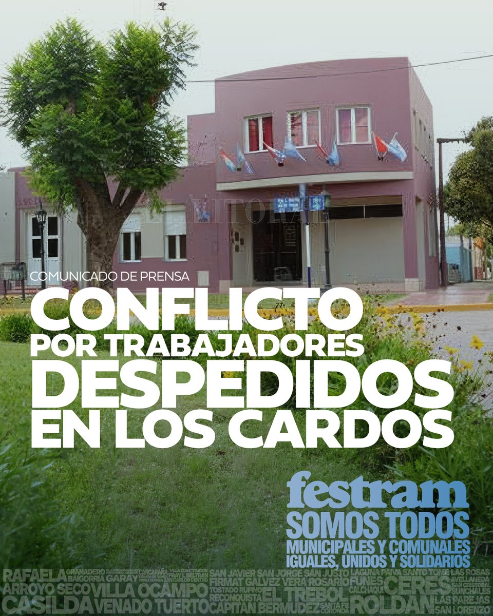 CONFLICTO POR TRABAJADORES DESPEDIDOS EN LA COMUNA DE LOS CARDOS.

municipales.org.ar/festram/confli…