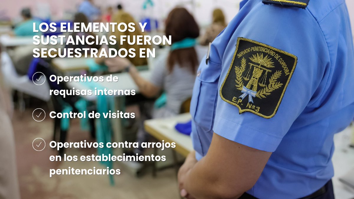 El control de los establecimientos penitenciarios exige operativos permanentes y procedimientos sorpresivos, orientados a impedir el ingreso y la tenencia de sustancias y elementos prohibidos.

El personal del <a href="/SPdeCordoba/">Servicio Penitenciario de Córdoba</a> con profesionalismo y compromiso, trabaja de manera